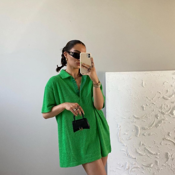 TheOpen product green terry shirt dress size L/XL - Picture 2 of 10